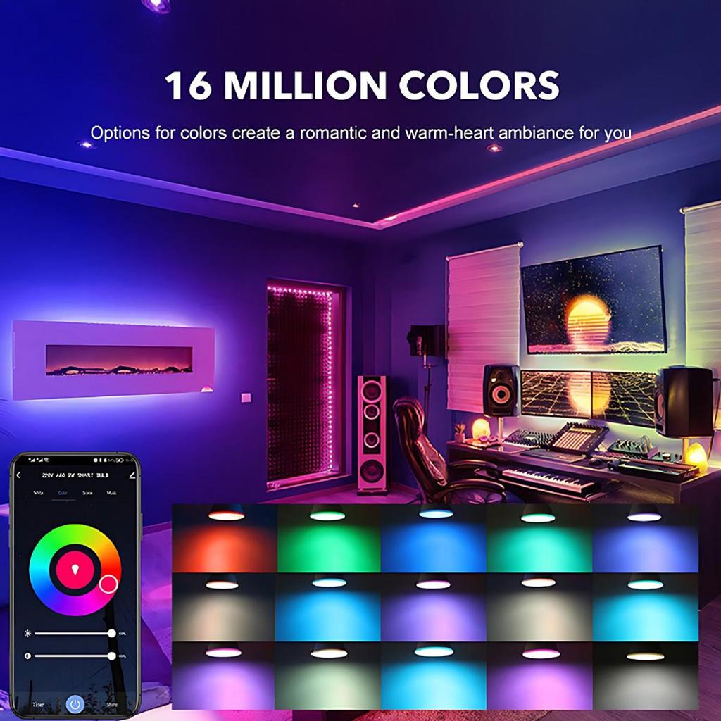 Светодиодная лампа GU10 RGB с регулируемой яркостью 5 Вт, умный регулируемый декоративный прожектор, управление через приложение, украшение, жизнь для домашнего освещения спальни