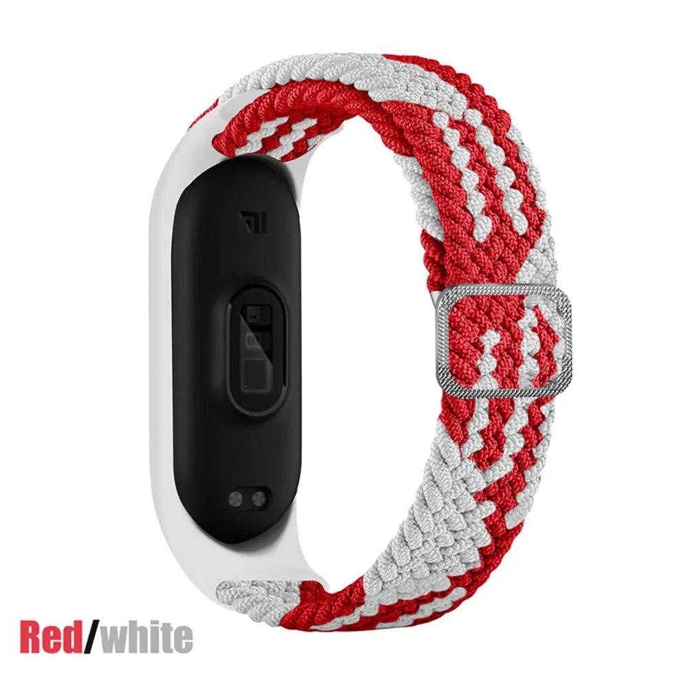 Тканый нейлоновый ремешок для Mi Band 8 7 6 Эластичный регулируемый нейлоновый браслет для Xiaomi Mi Band 4 3 5 6 7