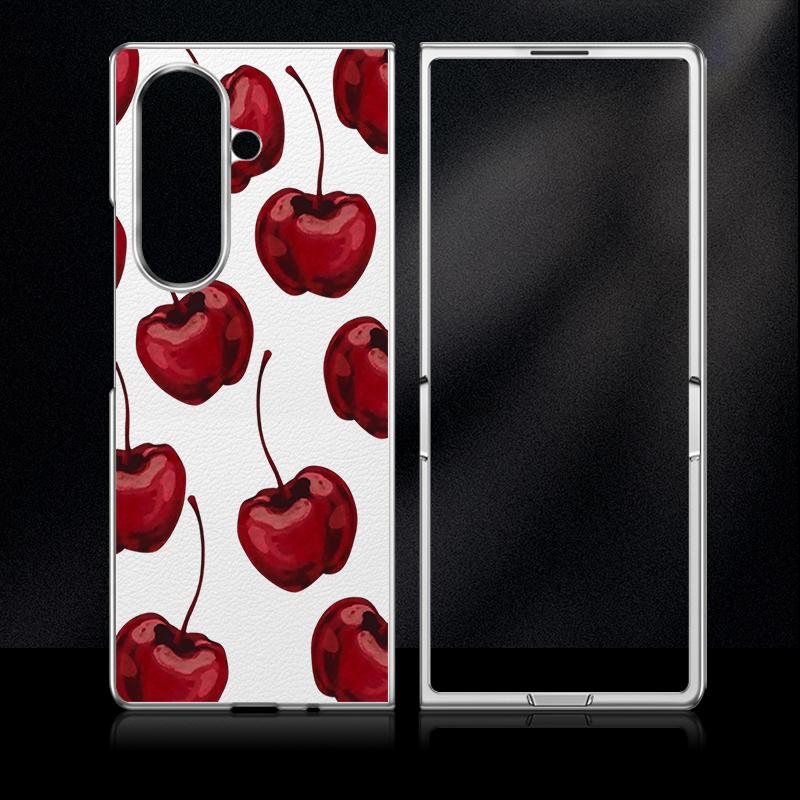 Чехол с принтом вишни для Samsung Z Fold 8 Ultra 7 6 5, роскошная кожаная накладка с покрытием, жесткая защитная крышка для телефона для Galaxy Z Fold8 Fold7 Fold6