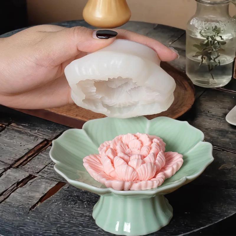 Peony Mousse Cake Silicone Mold Creative DIY Furong Flower Jelly Pastry Silicone Mold Aromatherapy Candle Decoration Mould