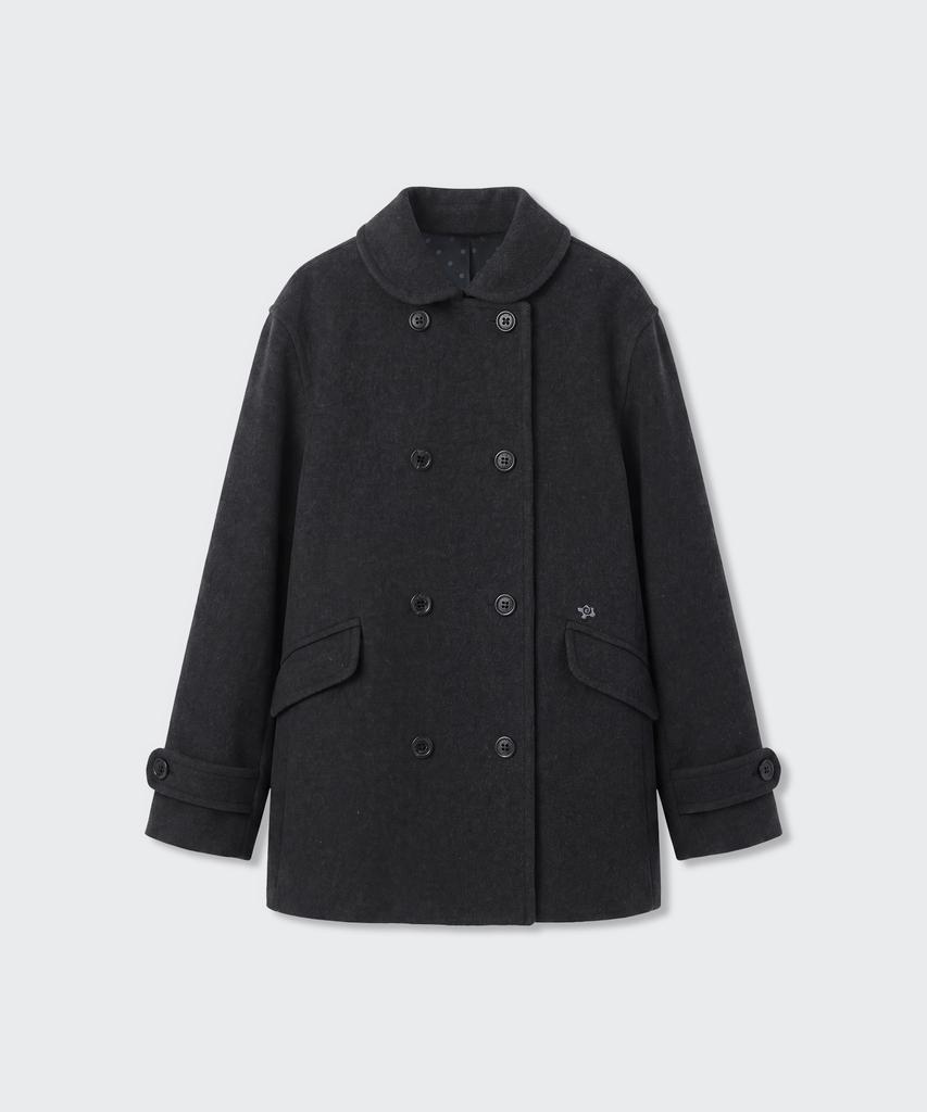 MUSINSA STANDARD WOMAN [Ojesio Collaboration] Cashmere Blend Double Half Coat [Charcoal Gray]