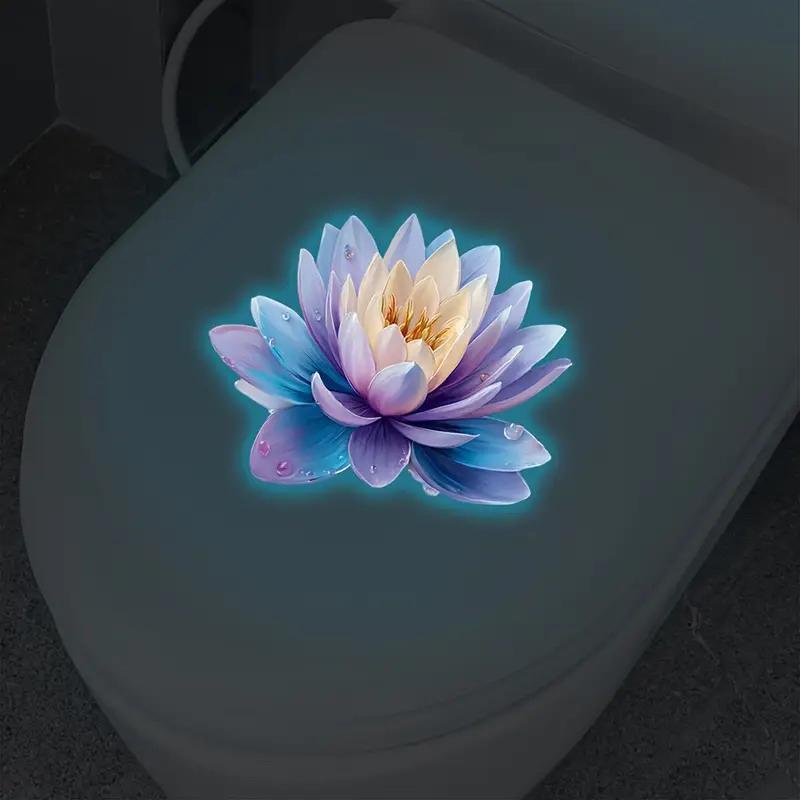 Самоклеящийся светящийся в темноте стикер на унитаз 'Лотос' Декорация крышки унитаза в ванной комнате Амбиентный декоративный стикер Настенный декор Наклейка