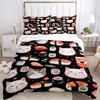 3pcs Cats and Sushi Bedding Set, 1 Soft Quilt Cover + 2 Pillowcases, Machine Washable, Suitable for All Seasons