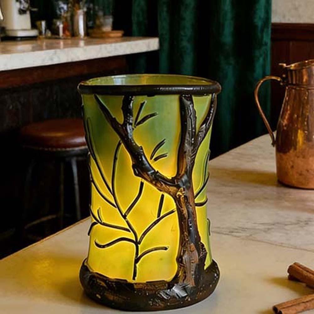 Glowing Night Light Forest Tree Silhouette Desk Lamp Candle Holder Table Lamp Halloween