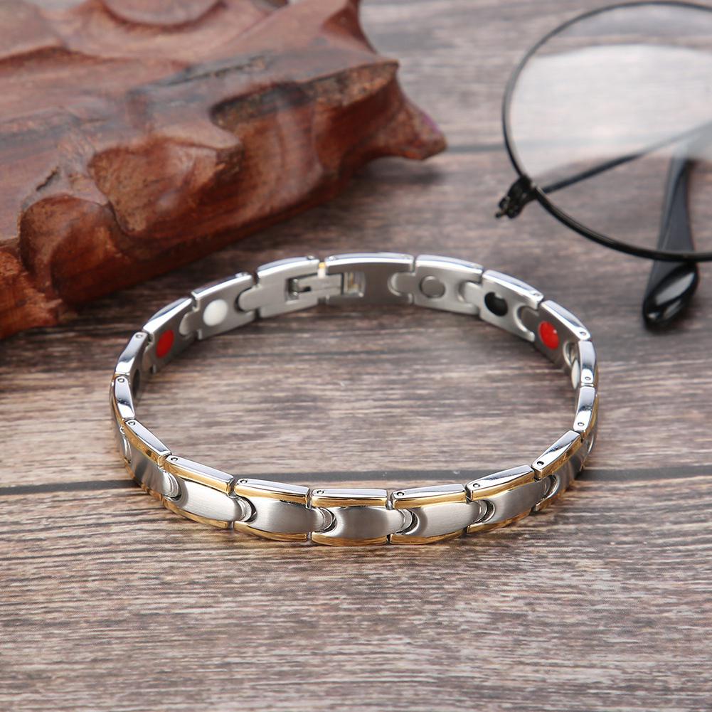 Titanium Steel Magnetic Therapy Bracelet Health Care Gift Adjustable Gold Silver Male Bracelet
