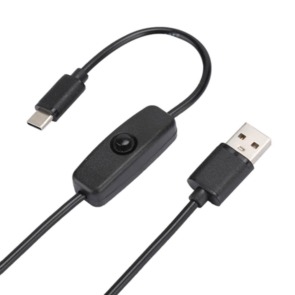 Прочный кабель для зарядки Type C на USB 5V 3A, 1M / 3.3ft, с кнопкой включения/выключения, кабель питания Type C для Raspberry Pi 4B