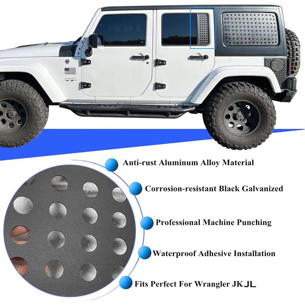 Алюминиевый сплав задняя дверь стекло окна полосы наклейки крышка отделка для Jeep Wrangler JK JKU JL JT 4-дверный 2007-2024 автомобильный аксессуар