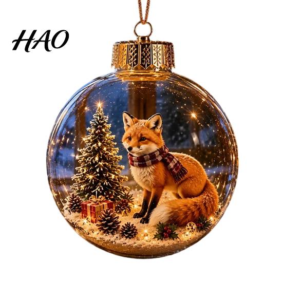 Holiday Hanging Baubles Glowing Christmas Story Ornament, Mini Scene in Ball, Light Up Xmas Party Decoration Supplies Clear Plastic Ball Tree