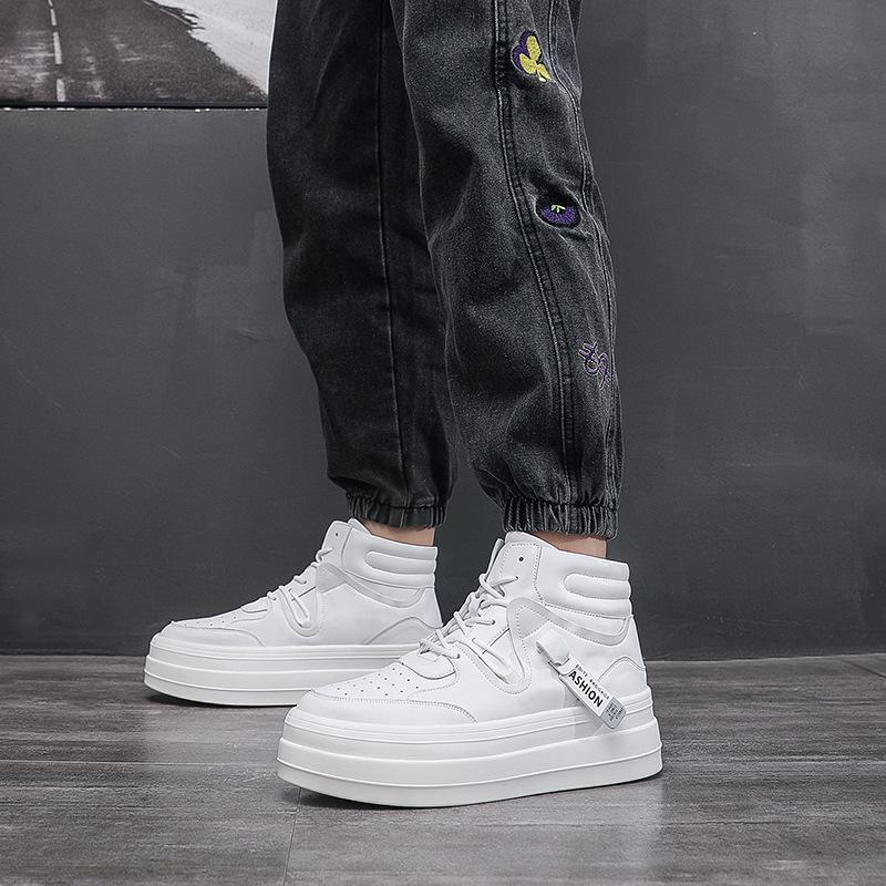 Мужские кроссовки с высоким верхом повседневная обувь модная трендовая обувь магазин мужской одежды толстая подошва увеличивает рост толстая подошва трясти быстро жить Вэньчжоу обувь