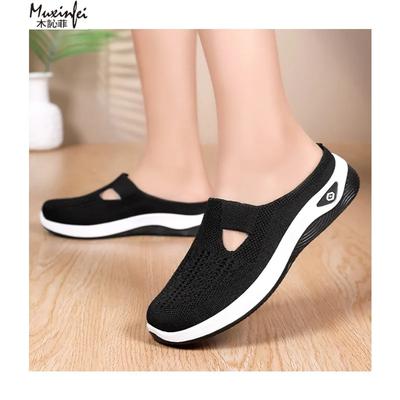 Женские летние тапочки Универсальная повседневная обувь Дышащие тапочки с закрытым носком Ленивая сетка Мягкая подошва Одиночная Дешевая обувь Распродажа