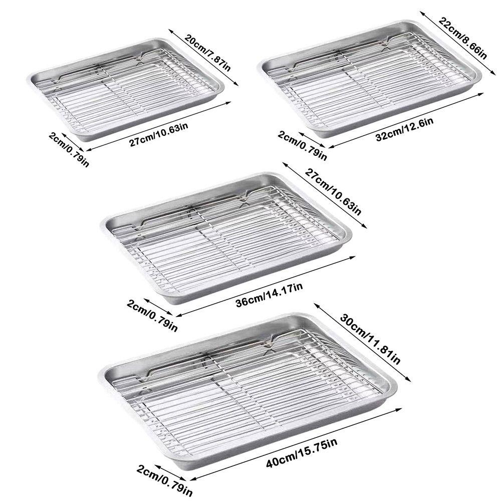 Removable Stainless Steel Baking Pan with Cooling Rack Oven Rack BBQ Tray for Cooking Roasting