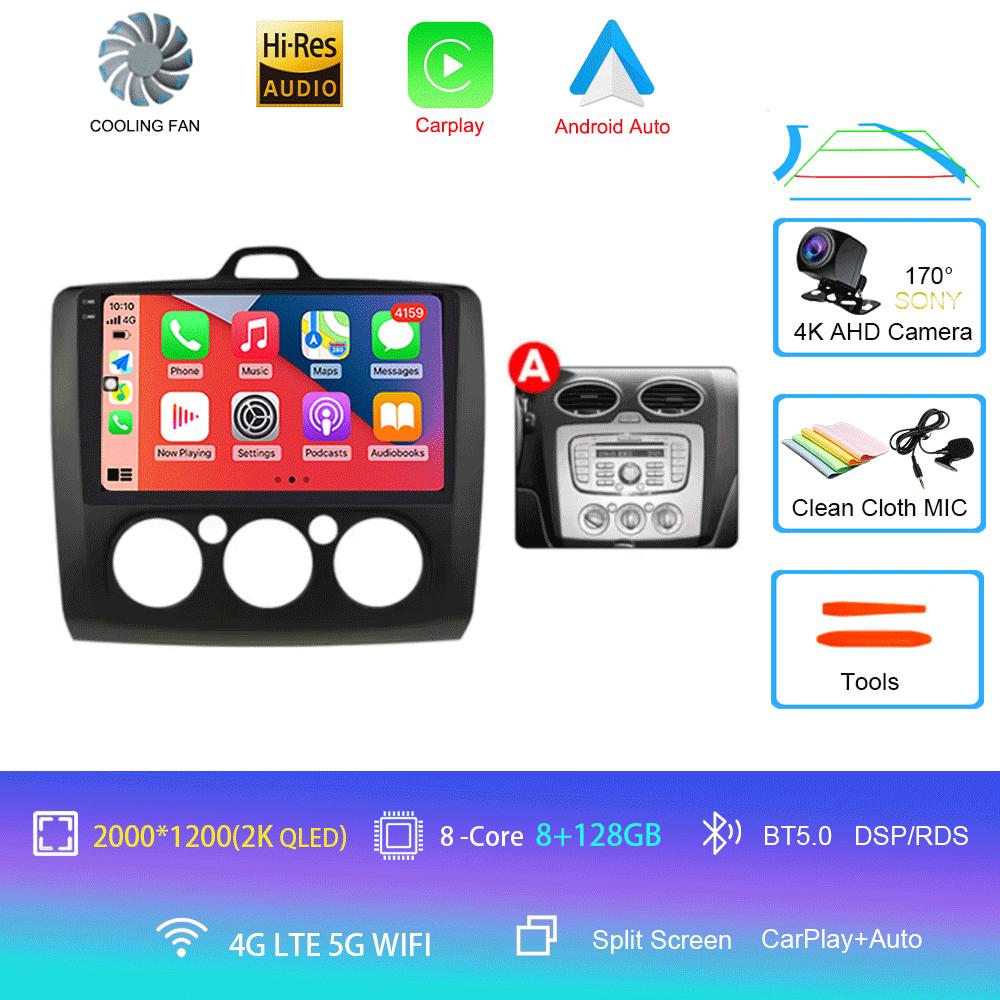 Android 14 Автомобильное радио Авторадио для Ford Focus 2 Mk2 2004 - 2011 GPS-навигация Мультимедийный проигрыватель Carplay Стерео WIFI 360 Камера