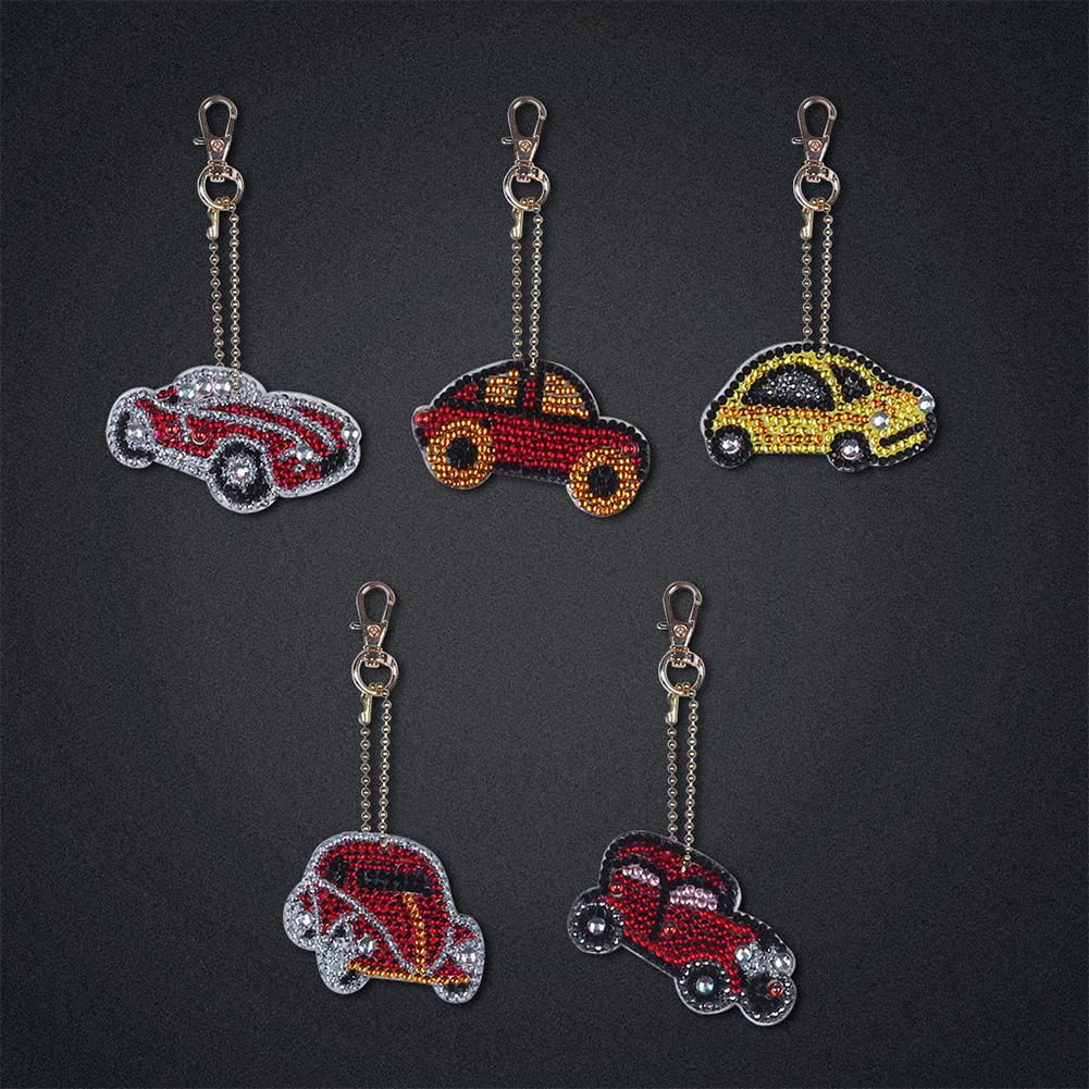 DIY Full Drill Diamond Painting Mini Car Keychain Bag Hanging Decoration Crafts Materials Kit