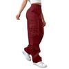 Womens Elastic High Waisted Cargo Pants Stretch Casual Wide Leg Streetwear Parachute Hiking Pants With Pockets