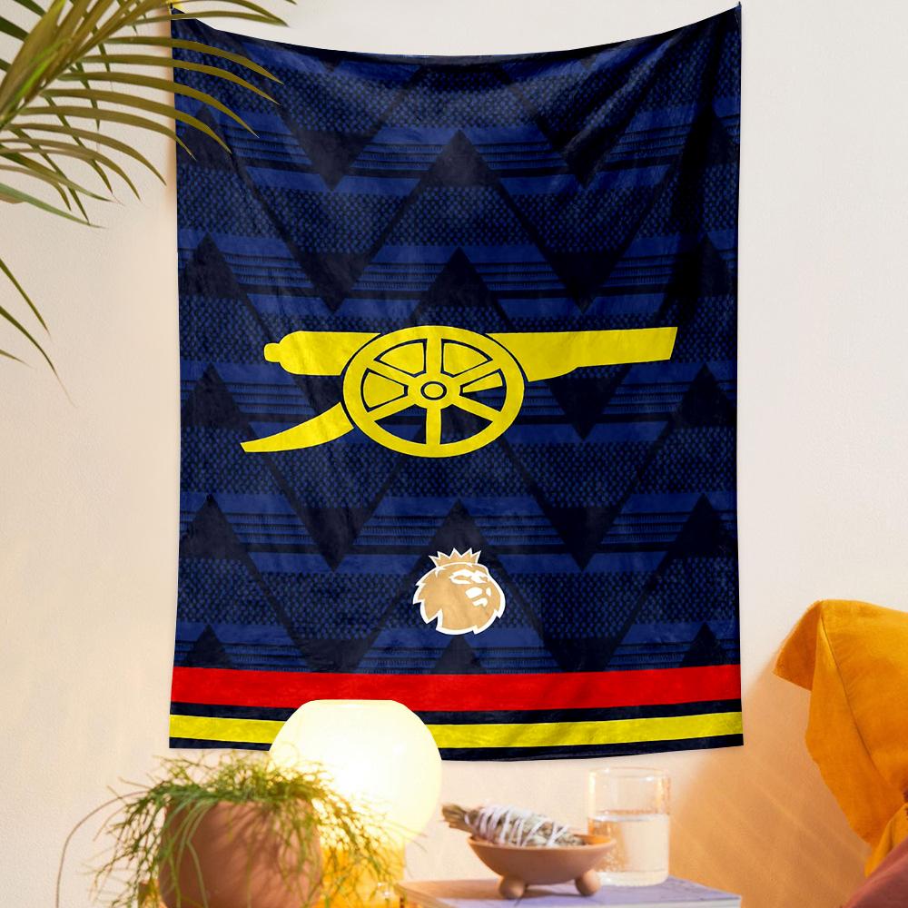 Arsenal Cannon Navy Geometric Pattern Football Fans Printed Tapestry for Living Room Dorm Decor