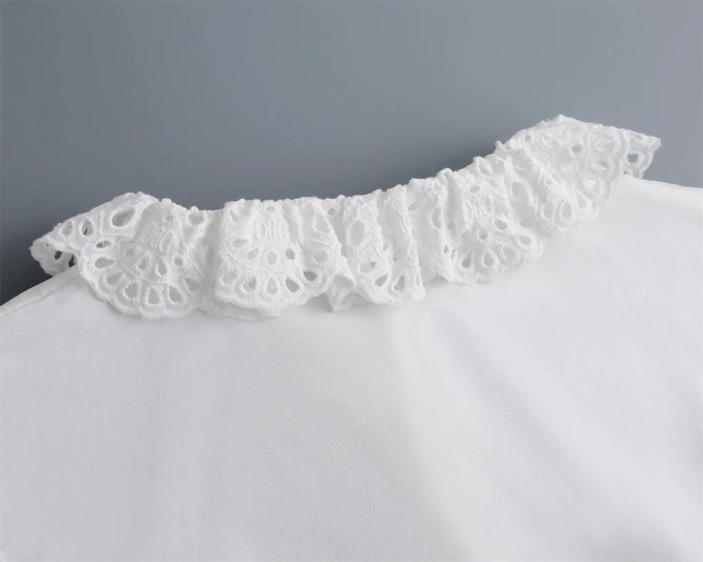 Fashion White Cotton Fake Collar Half Shirt Lace Detachable Neck Collars Female Blouse Tops False Collar Sweater Fuax Cols