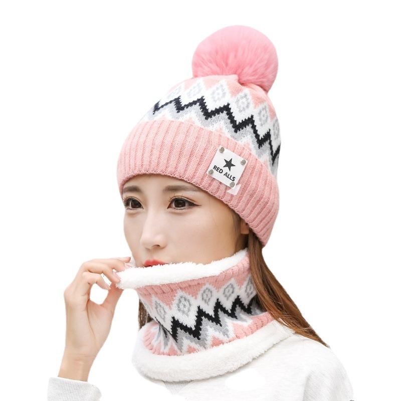 Hat women's winter plush thickened wool hat windproof warm ear protection autumn and winter versatile knitted cycling hat