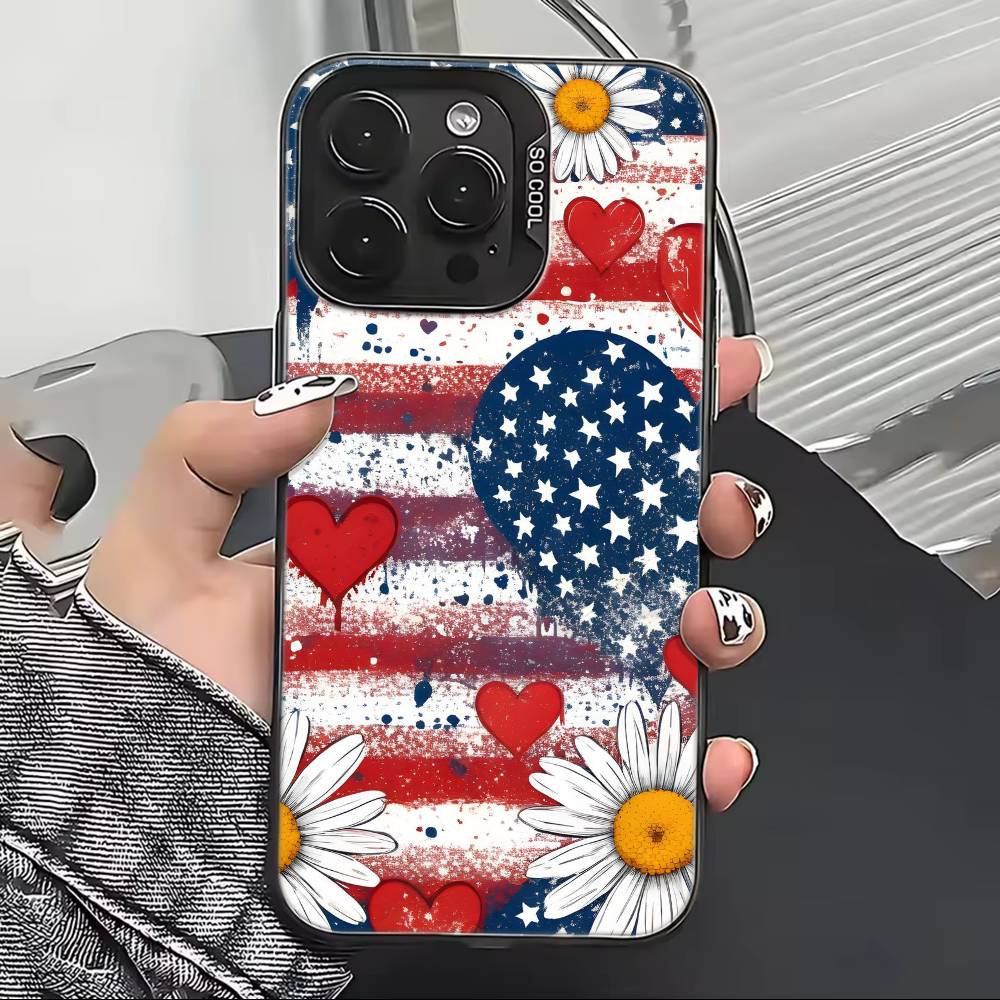 США А-Америка Флаг Чехол для Телефона Для iPhone 17,16,15,14,13,12,11 Plus,Pro Max,XS,Цветной Серебристый Черный Чехол