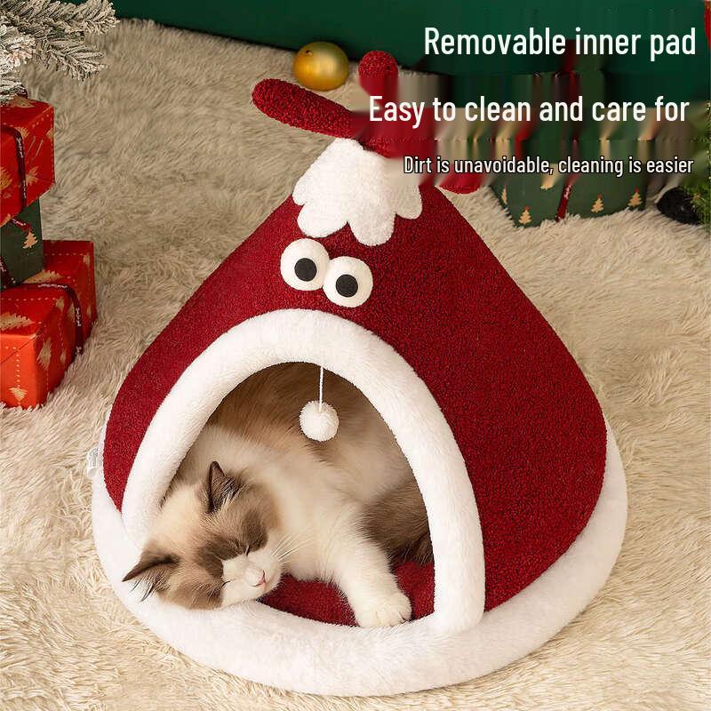 OEING Christmas Pet Tent Bed