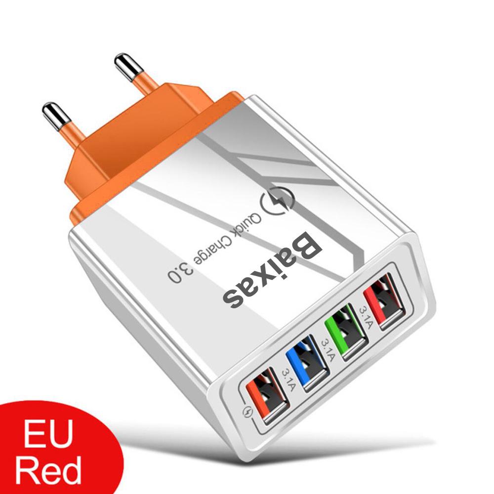 4-портовое USB-зарядное устройство для мобильных телефонов и планшетов, дорожное, стандарт США и ЕС, 3А