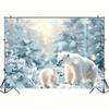 A winter-themed white polar bear background fabric featuring a 3D snow forest design made of polyester.ZL