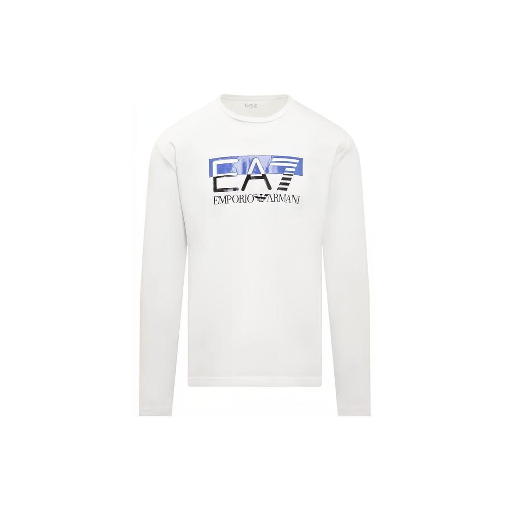 Emporio Armani Мужская футболка с принтом в виде букв, круглым вырезом и длинным рукавом, Белый 6RPT64PJ03Z1100