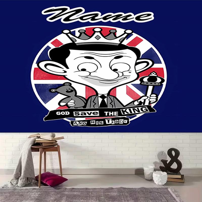 Personalized Mr. Bean Background Tapestry,Custom Name Birthday Party,Multifunctional Wall Decoration for Home Decor,Various Occasions