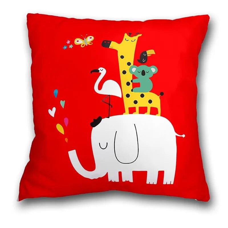 Office Seat Cushion Pillow Cartoon Cute Animal Pattern Print Pillow Case Bedroom Bay Window Cushion