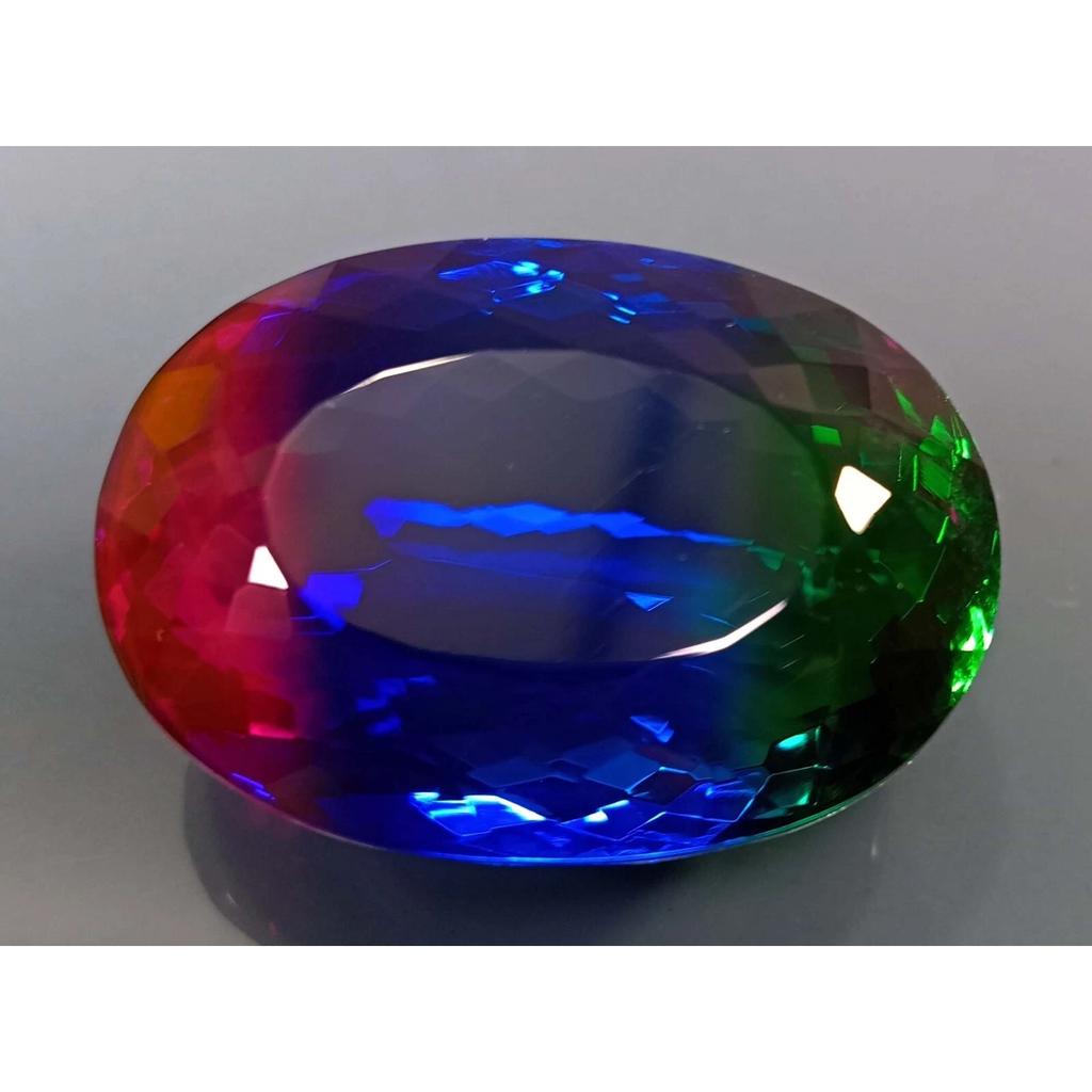 Stunning Bi-Color Tourmaline Natural Oval Cut 76-77 Ct Certified Loose Gemstone