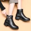 Fashion Soft Leather Women's Boots Winter Womens Snow Boots Rhinestone Ankle Boots Fashion Thick Heels Women Cotton Shoes Non-slip Botas