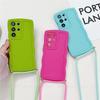 Cute Curly Wave Crossbody Necklace Lanyard Cord Rope Silicone Case For Samsung S23 S22 Ultra S21 S20 FE A14 A34 A54 A24 A13 A23 A33 A53 A12 A32 A52