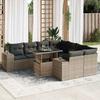 VidaXL Garden Lounge Set 9 Pcs with Grey Cushions Wicker 3326771