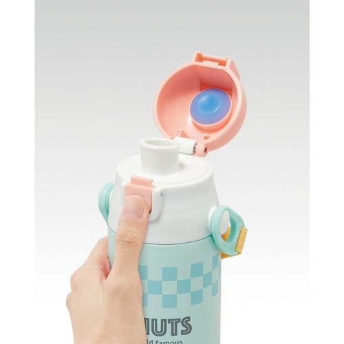 Skater Kids' Stainless Steel Water Bottle, 580ml, Direct Drinking, Snoopy 80s Cafe Design, Kid-Friendly, Lightweight, Insulated, Sports Bottle, Cute,