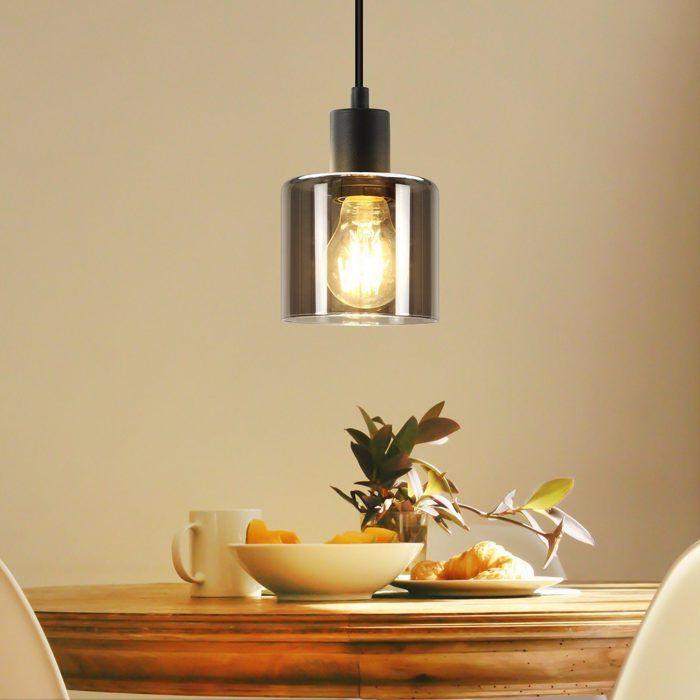 Lampe suspension- NETTLIFE - E27 - 1 ampoule - Noir - Métal réglable 170 cm