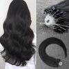 Human Hair Ring Loop Hair Tip Extensions Remy Extensions Color Wig Extensions 50 Pieces [ALISY] (16inch, 1B#)