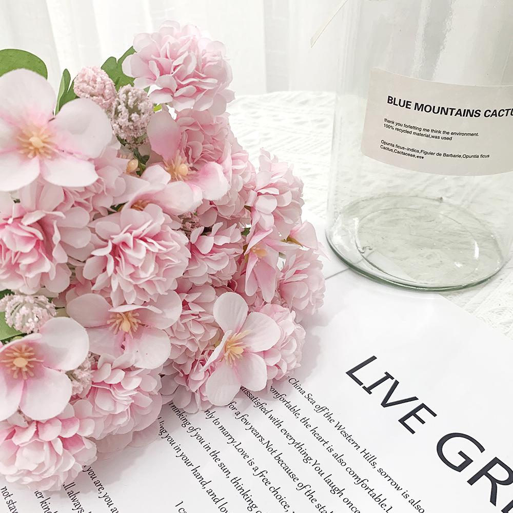 Mini Ball Daisy Bouquet Artificial Flowers Wedding Handheld Bouquet Photography Props Floral Art Home Decor Fake Flowers