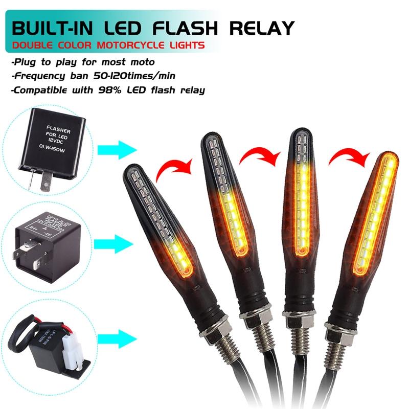 2 шт., 24 светодиода, универсальный индикатор для мотоцикла, плавный указатель поворота, гибкий мигающий тормоз/дневной бег