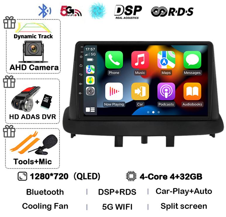 Android14 для Renault Megane 3 Fluence Samsung SM3 2008 2009 20010 - 2014 Автомобильный радиоприемник Навигация Мультимедийный проигрыватель DSP BT Carplay