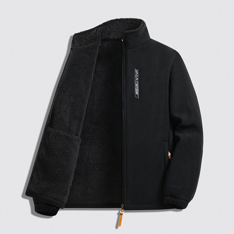 Men's Thickened Lambswool Fleece Cardigan Jacket for Autumn and Winter