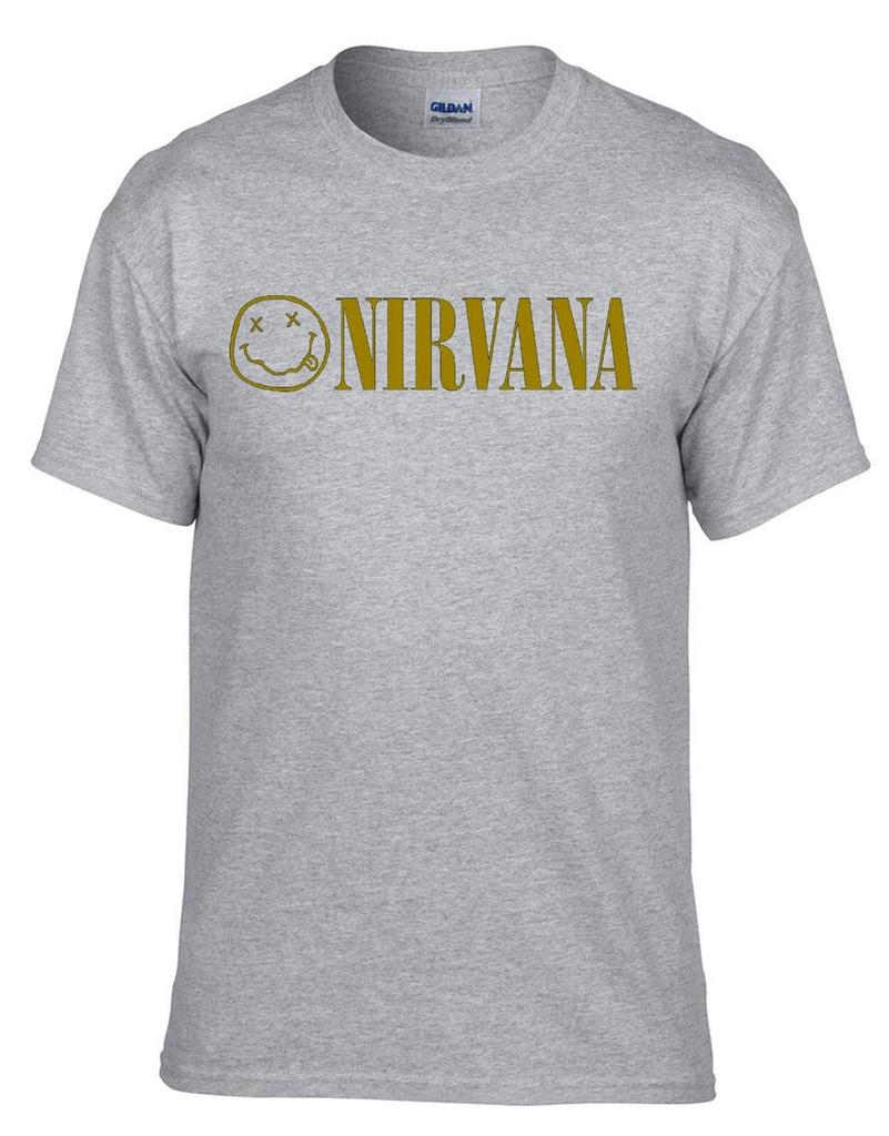 NIRVANA логотип рок-музыка серый детская футболка -302_размер kids-