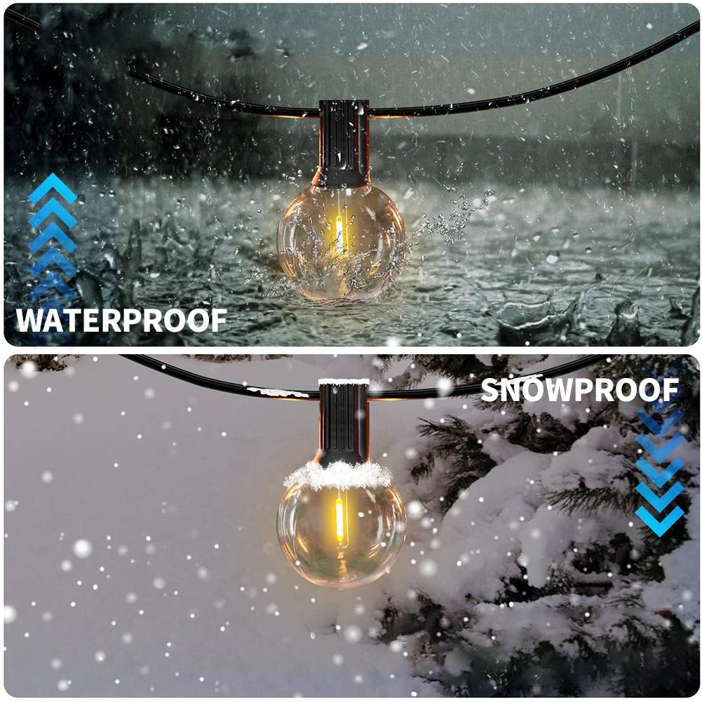 Светодиодная гирлянда 7,6 м/15 м/30 м, лампочки E12 G40, 50 светодиодов, водонепроницаемая, для улицы, сада, свадебного украшения