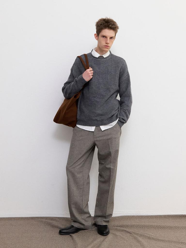 FRAGE Side-Fold Wool Slacks - Sand Grey