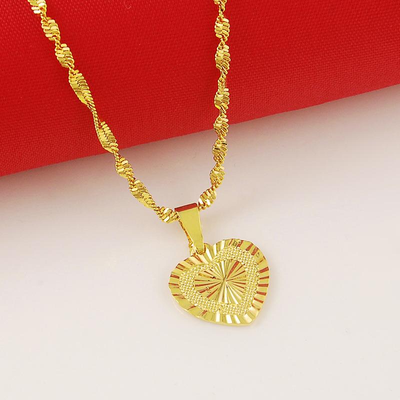 24k Plating Gold Necklace Plating Heart Shaped Gold Necklace Ladies Wedding Birthday Gift