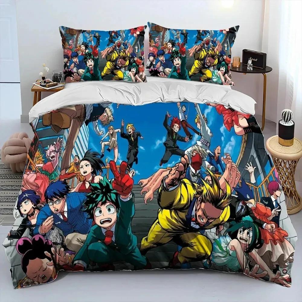 Anime My Hero Academia Izuku Deku Bedding Set Twin Queen Size Duvet Cover Pillowcase for Boys Girls