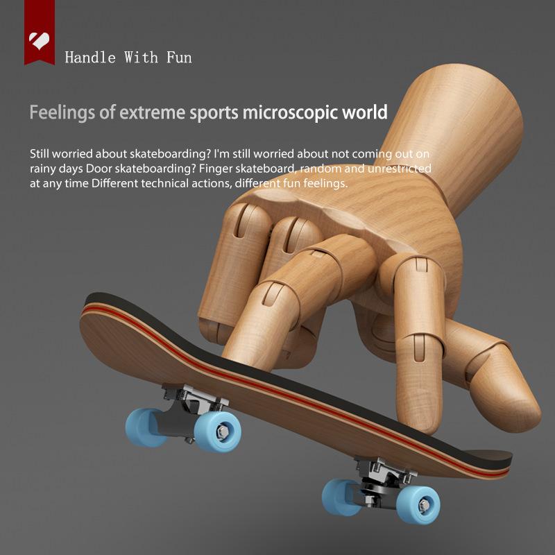 Pattern Finger Skateboard, 5-Ply Maple Wood Mini Skateboard, Desktop Creative Puzzle Stress Relief Toy, Portable Mini Board