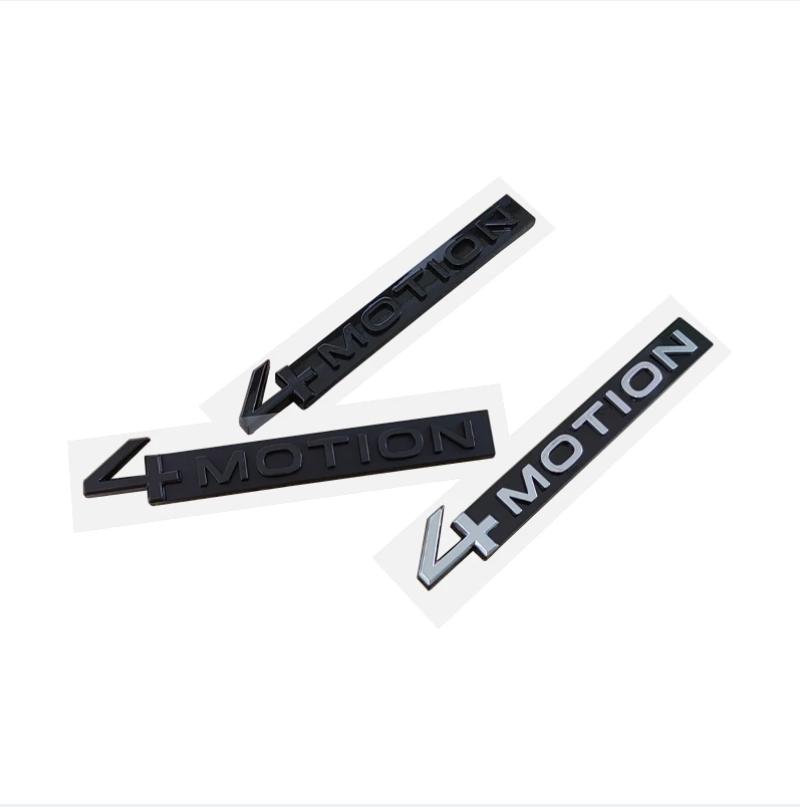 RUNTB1 3D Metal Black 4 Motion Letters Car Rear Trunk Emblem Badge Decal For VW Tayron Golf MK4 5 Tiguan 4motion Sticker Accessories
