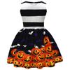 Smiling Pumpkin Print Girl Dress With Ruffle Aline For Toddlers