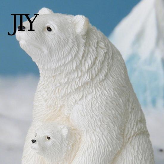 Decorative Resin Animal Figures Polar Bear Mini Figurines, Mother Baby Miniature Ornaments for Landscaping Accessories Succulents Pots Fish