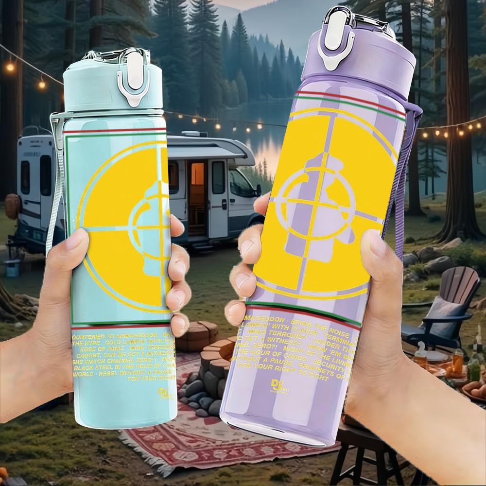 1PC Yellow Circle Emblem 750ml sports water bottle leakproof straw lid outdoor office home