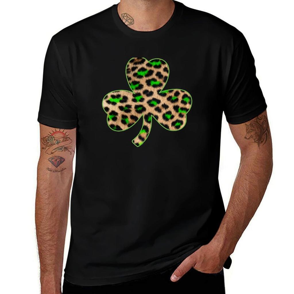 Leopard Shamrock Animal Pattern Funny St Patricks Day Print Tshirt T Shirt Unisex Designer Graphic T Shirts For Unisex Tshirt